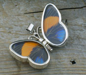 Butterfly Wings Pendant Peruvian Authentic Blue Dual Side